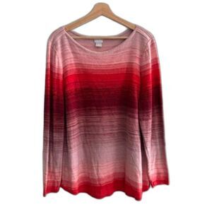 Chico's Ombre Bateau Sweater Womens Size 3 US XL Lightweight Knit Multicolor